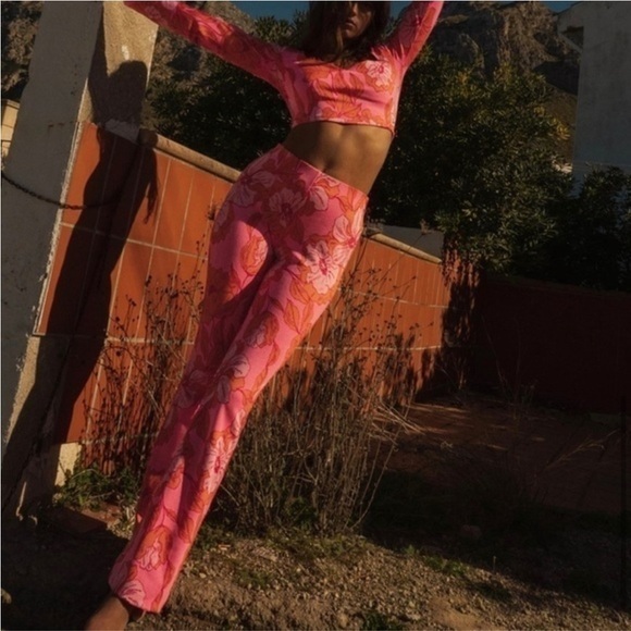ZARA 2pc Jacquard Crop Top + Pants Coord Set BNWT - Picture 1 of 6